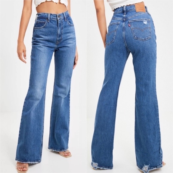 NWT Levi’s 70’s High Rise Distressed Flare Jeans in Sonoma Step - Picture 1 of 15